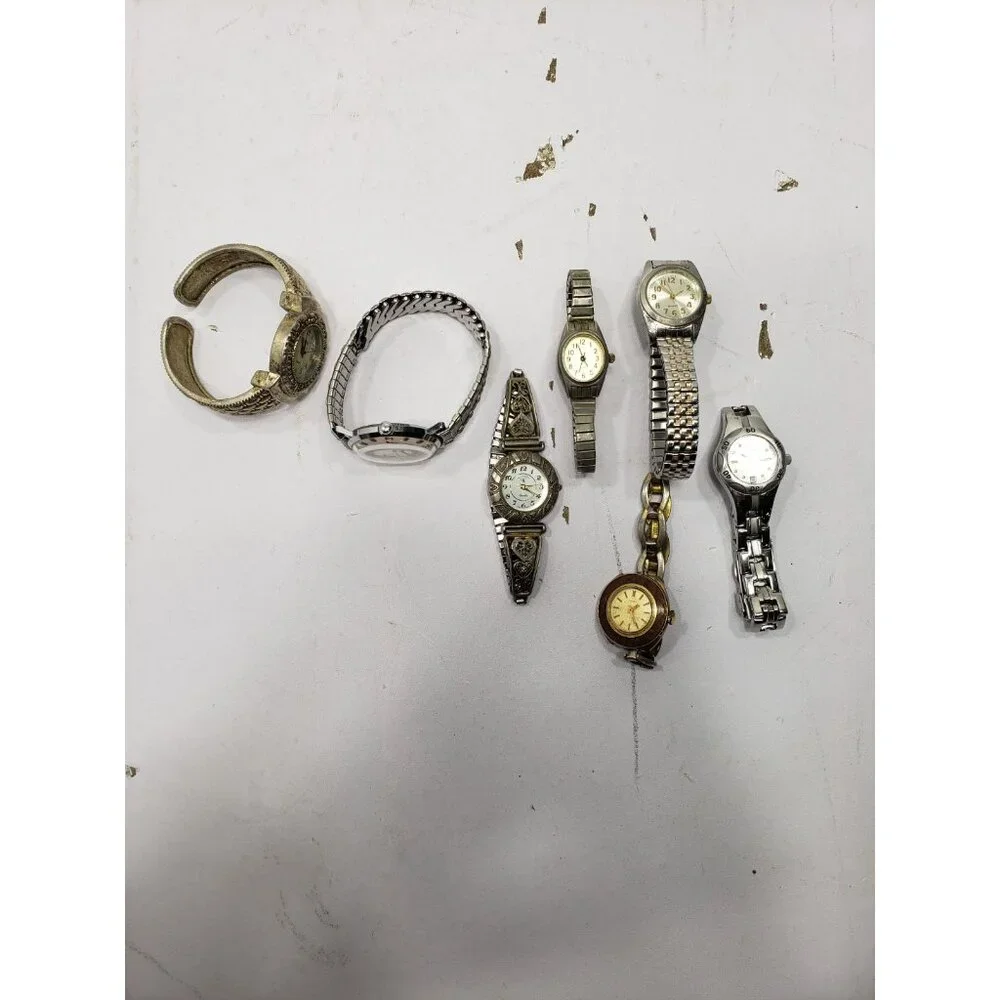 Lot Of 7 Watches Timex Geneva Fossil Wrangler 6 Women / 1 Man All Untested
